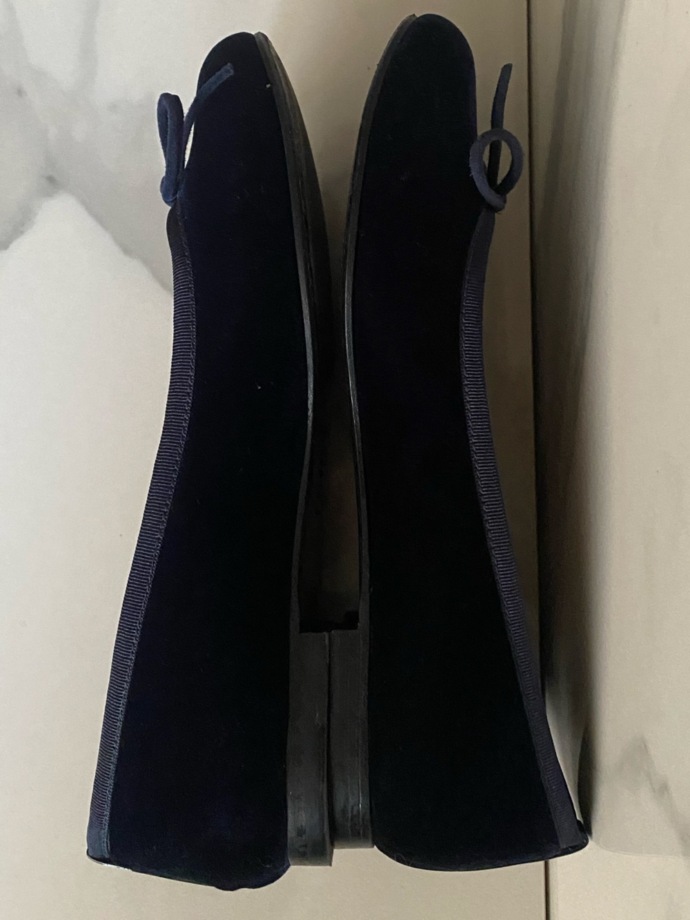 Margaux Lonnberg Dark Blue Velvet Demi Ballet Flats 7.5 Chic Event Classic - Picture 6 of 10